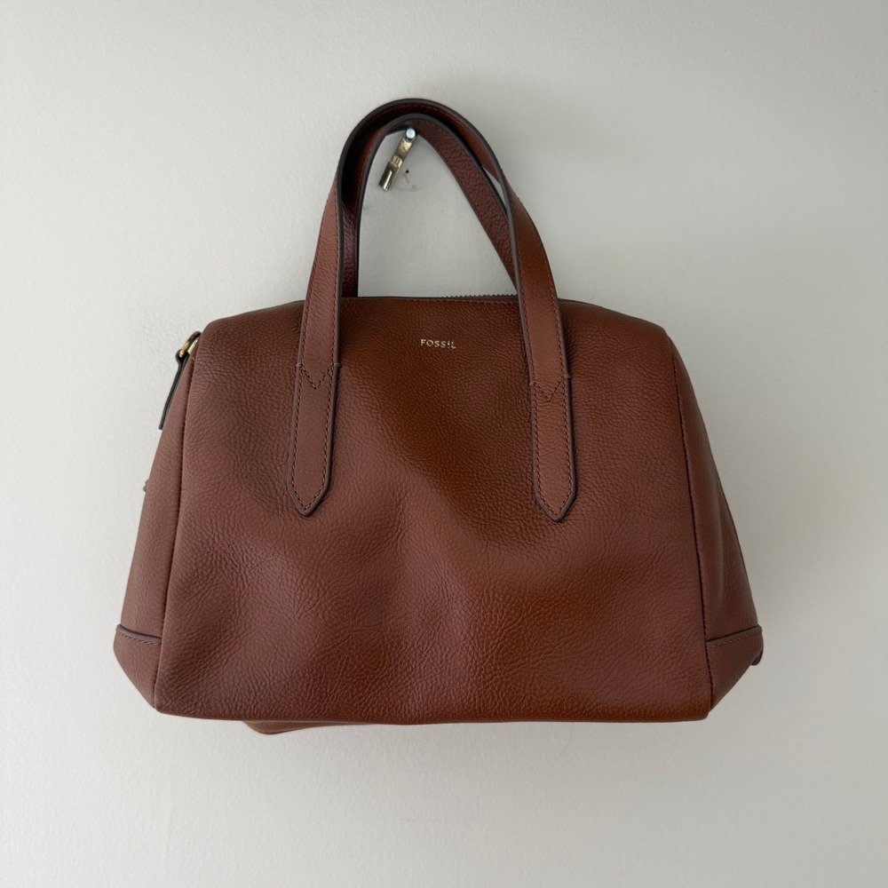 Fossil Sydney Satchel Brown Pebbled Leather Top Handle Bag SHB1032210